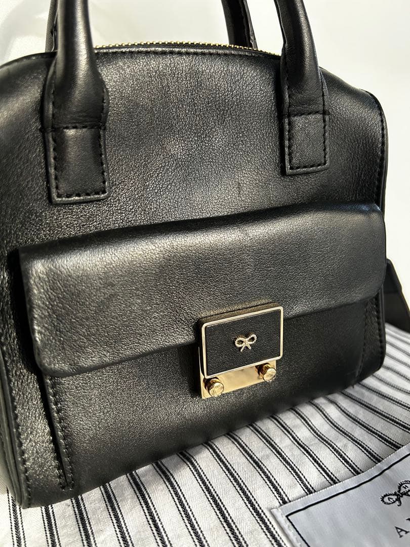 【kumako様】ANYA HINDMARCH 黒 レザー ショルダーバッグ