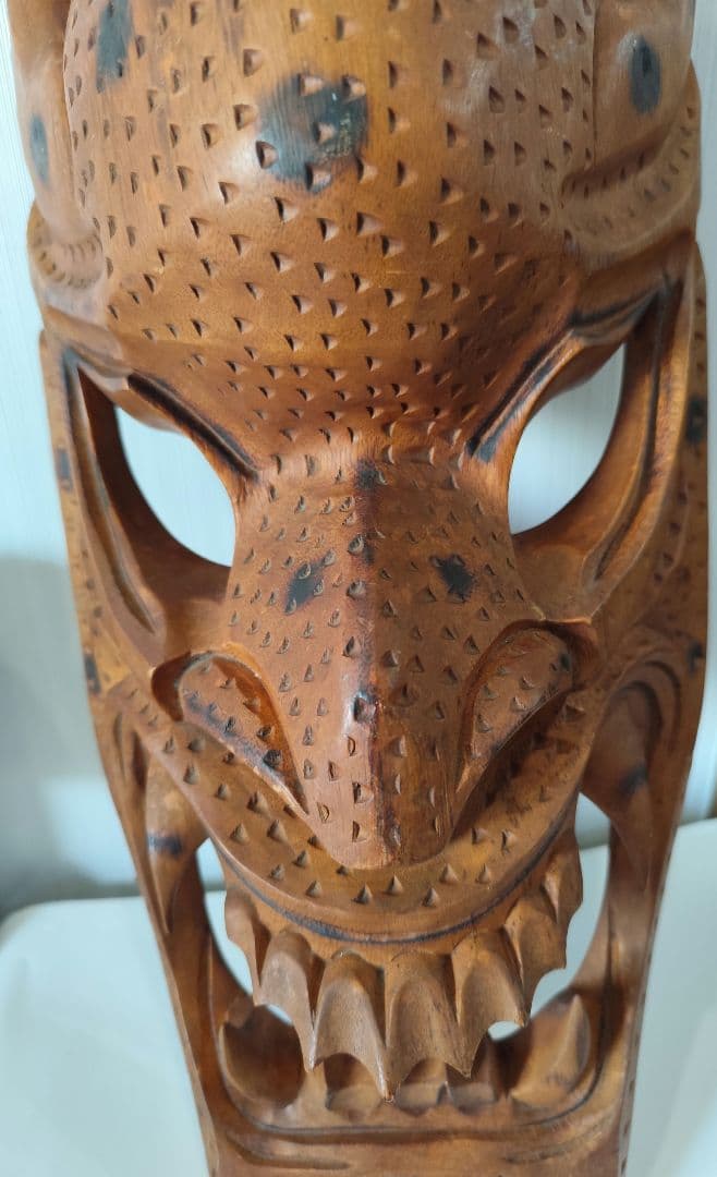 魔除　43cm　民族　木製　仮面　彫刻　マスク　民俗