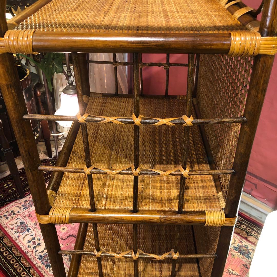 Sale 昭和レトロ　ビンテージ　オールドラタン　オープンシェルフ　三段ラック