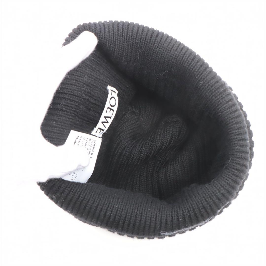 ロエベ ロゴ ニットキャップ ウール ブラック
