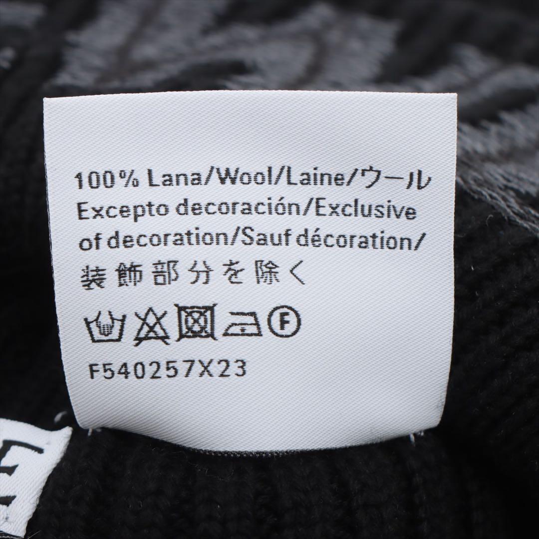 ロエベ ロゴ ニットキャップ ウール ブラック