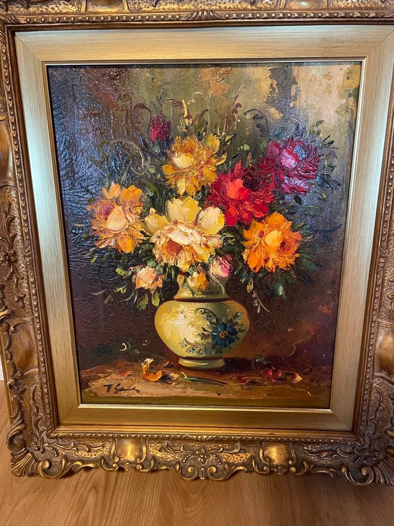 油絵　花瓶