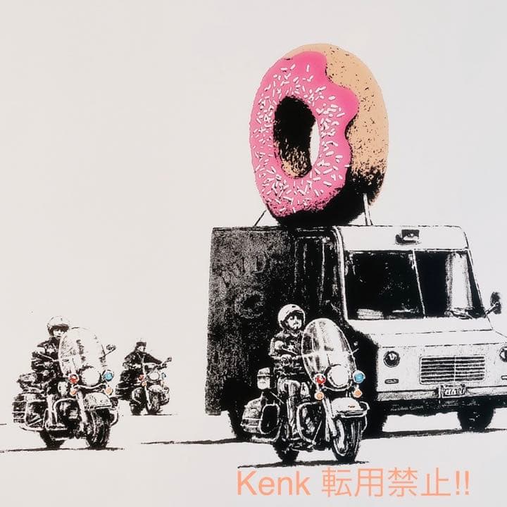 バンクシー　ストロベリードーナツ　キャンバスアート　50×70cm Banksy