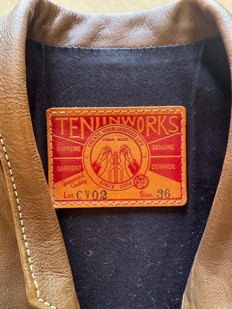 【年末年始限定値下げ】天神ワークス　レザーベストCV02 サイズ36(M相当)