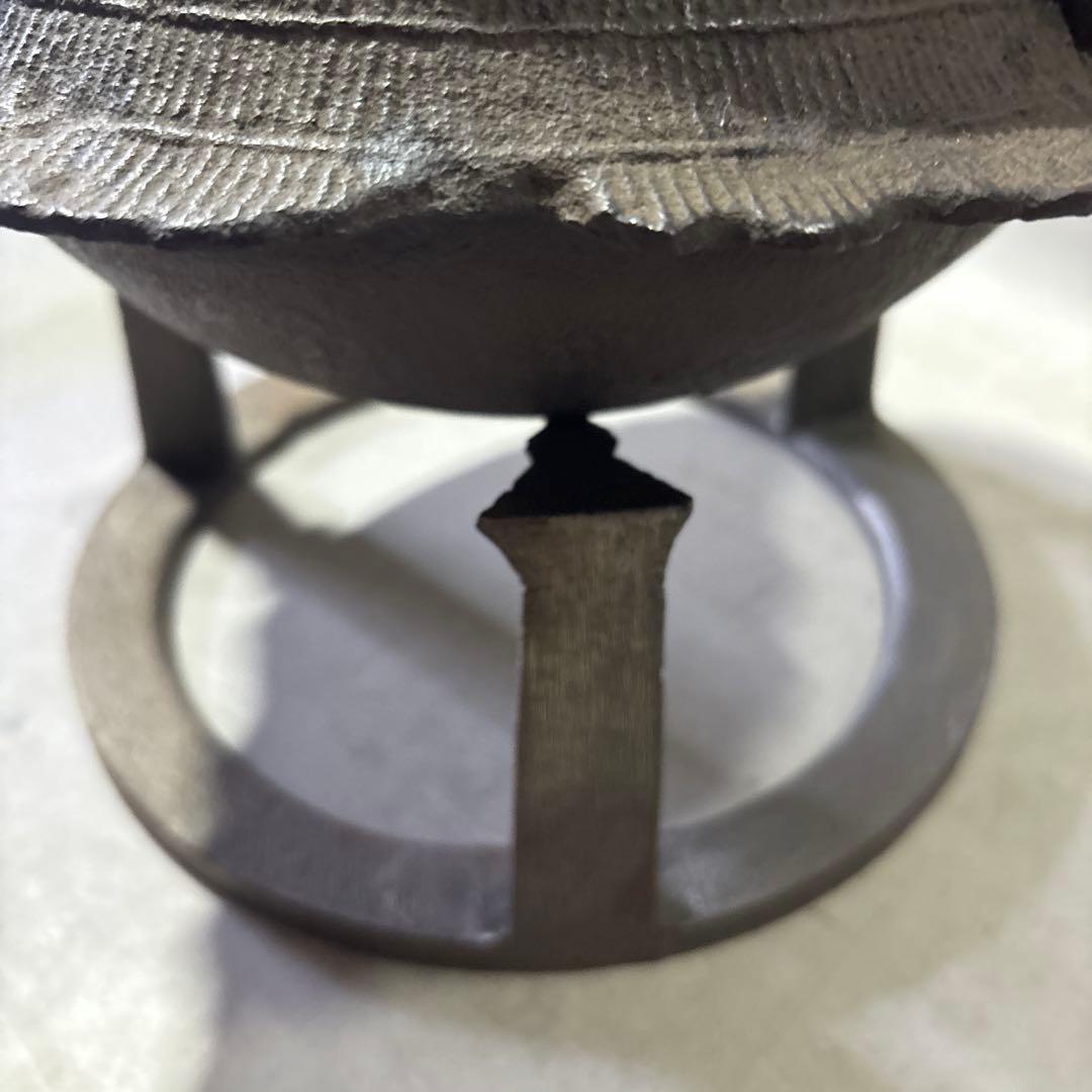 置炉釜 笠釜 釜環付 茶道具 古物