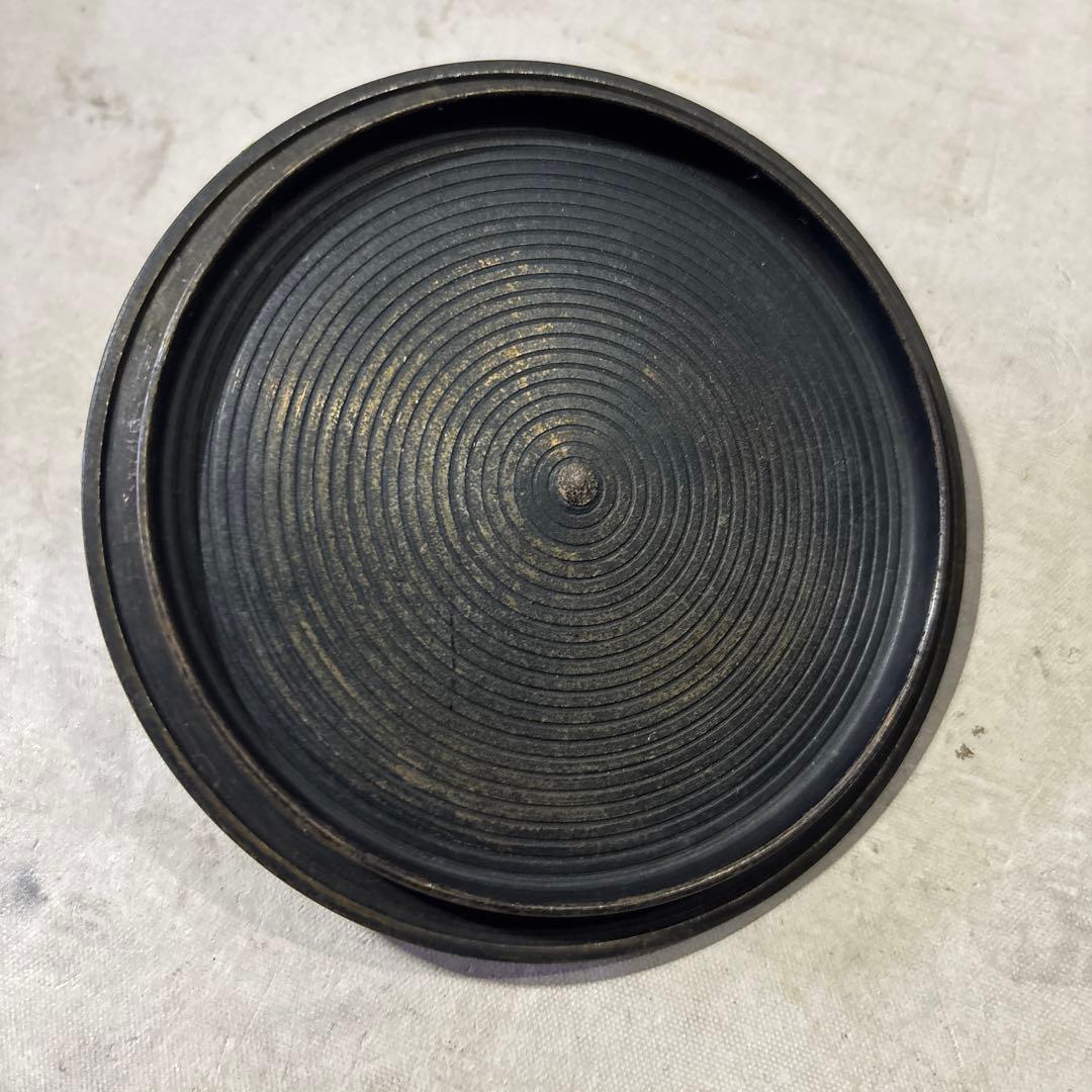 置炉釜 笠釜 釜環付 茶道具 古物