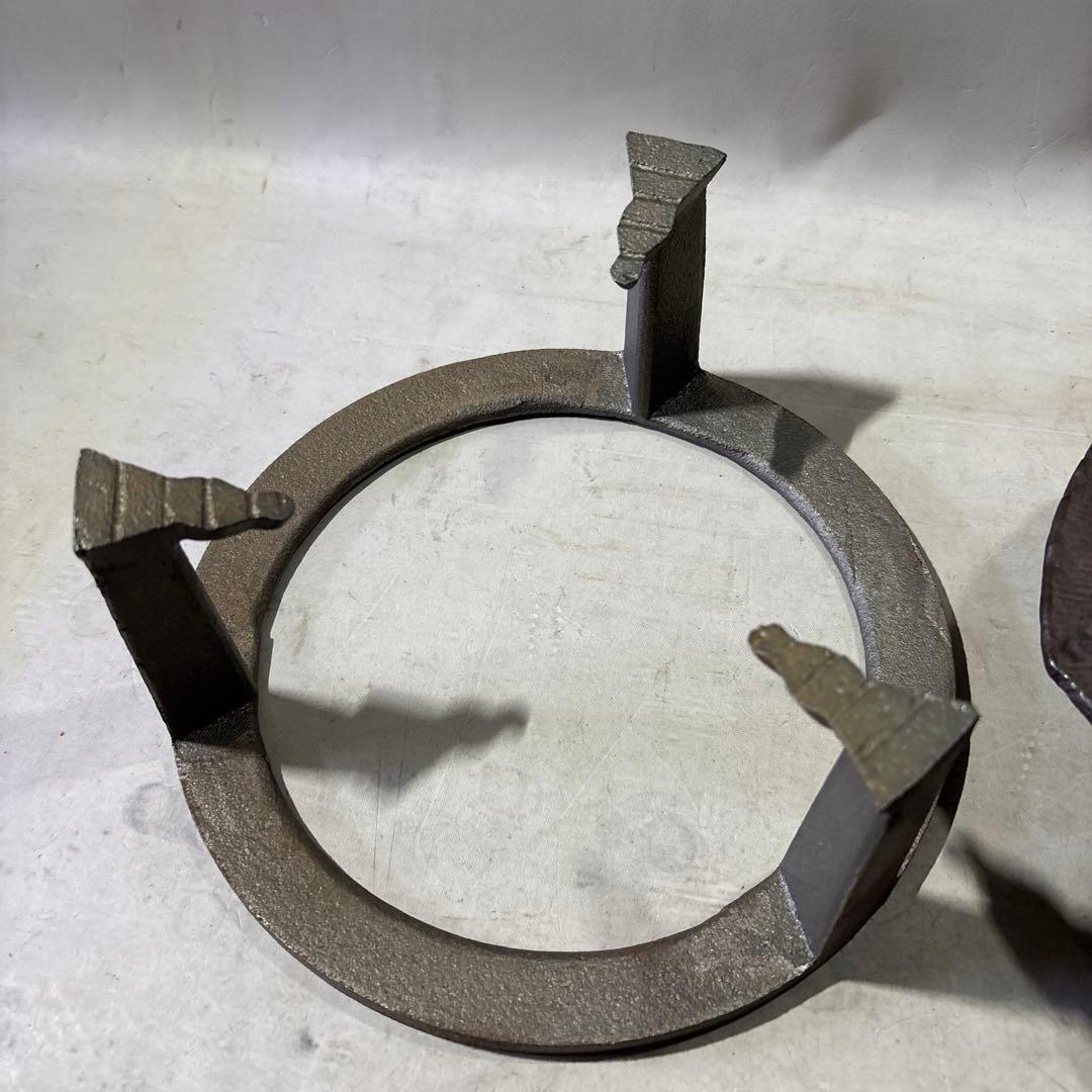 置炉釜 笠釜 釜環付 茶道具 古物