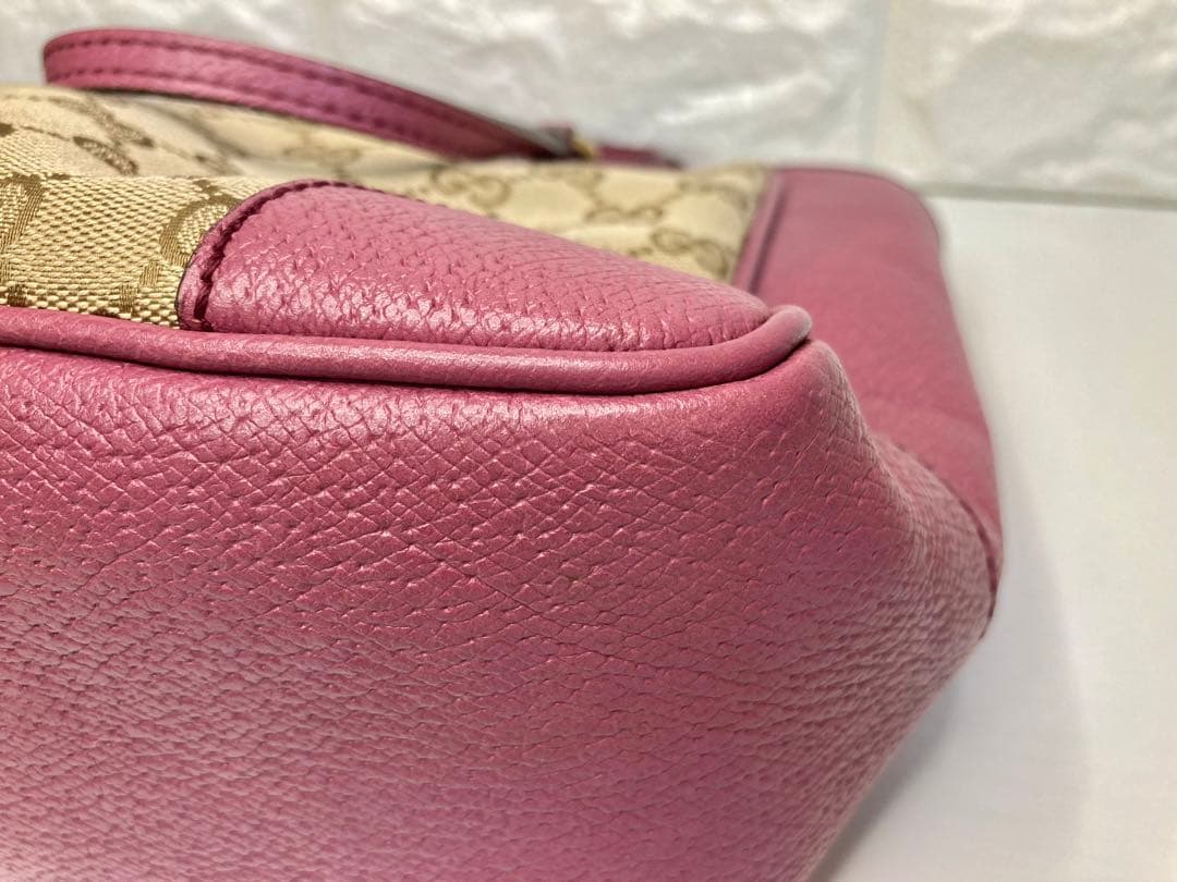 グッチ GGキャンバス レザー 2WAY ハンドバッグ ピンク