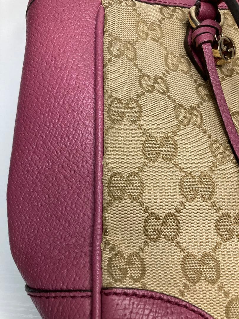 グッチ GGキャンバス レザー 2WAY ハンドバッグ ピンク