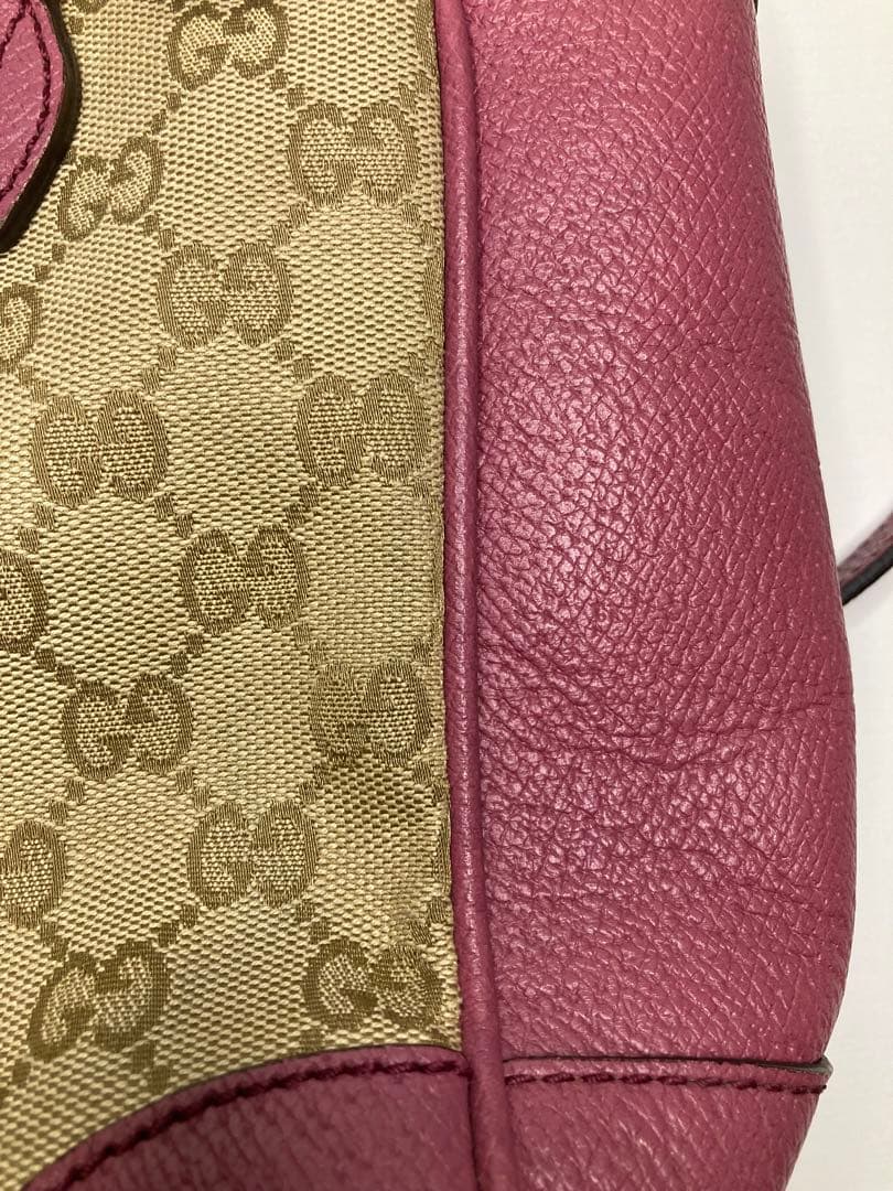 グッチ GGキャンバス レザー 2WAY ハンドバッグ ピンク