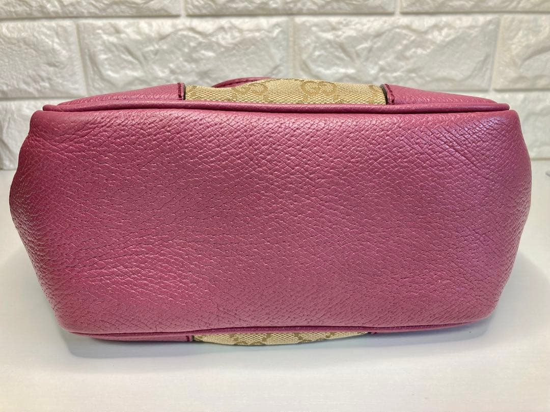 グッチ GGキャンバス レザー 2WAY ハンドバッグ ピンク