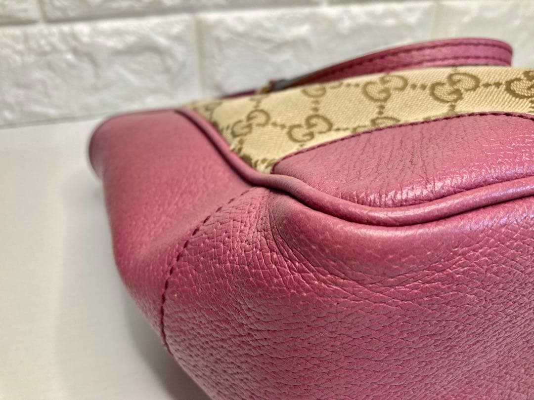 グッチ GGキャンバス レザー 2WAY ハンドバッグ ピンク