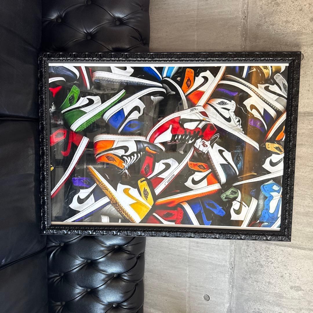 NIKEスニーカー好き‼️ポスターアンティーク&大判額縁Ａ１ 装飾的な写真額縁