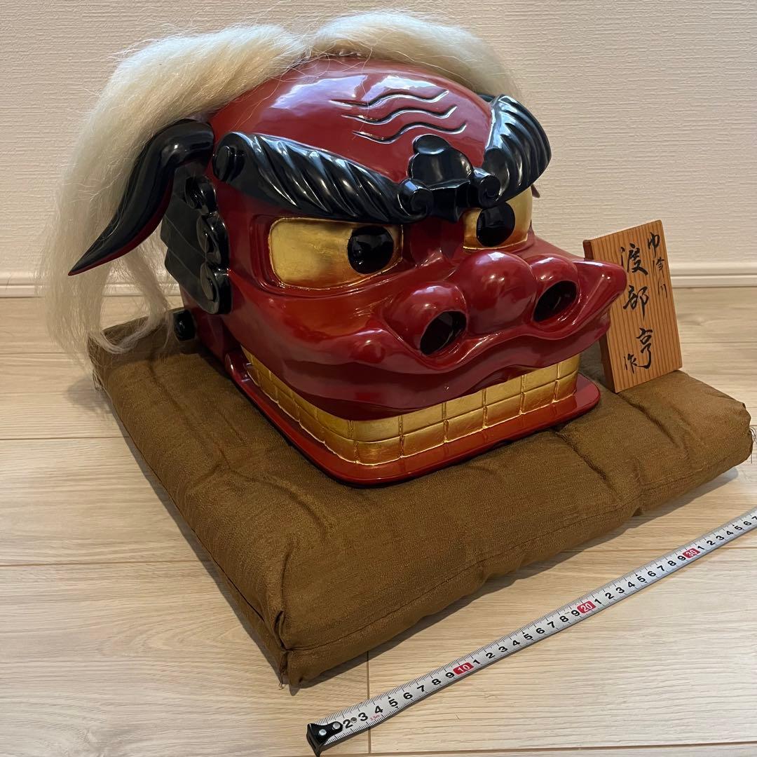 .獅子舞　獅子頭　お正月　木彫　魔除け　祭　置物　古美術　神楽 木製 木彫