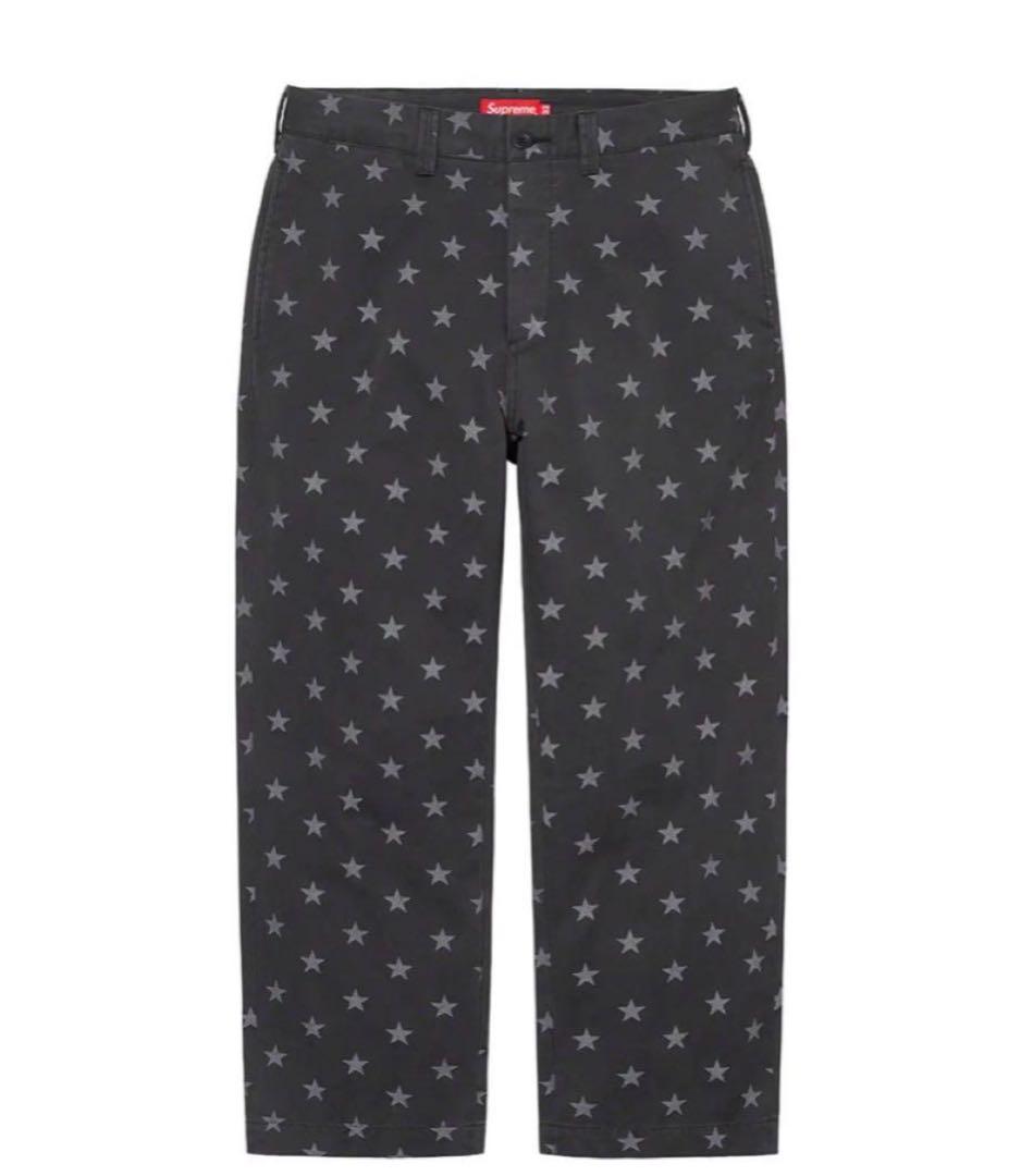 g*l様 supreme チノパン　ブラック　星　スター　ピンナップ　ガール　ワ