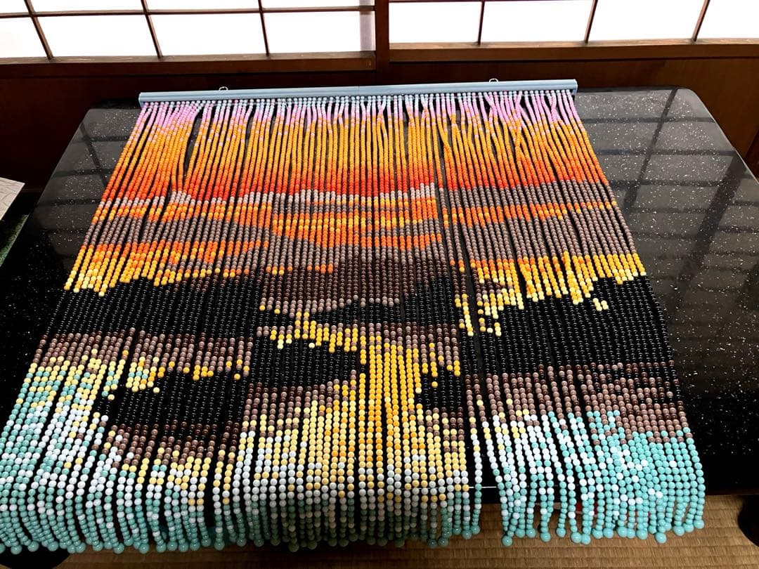 スキルタペストリー完成品　85✖️87センチ　珠のれん　ビーズのれん　簾　カーテン