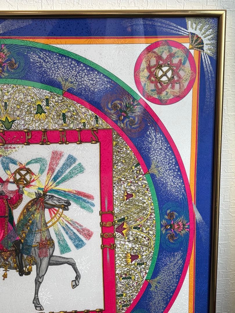 エルメス カレ90 技巧の火 (Feux d'Artifice） 額装 シルク