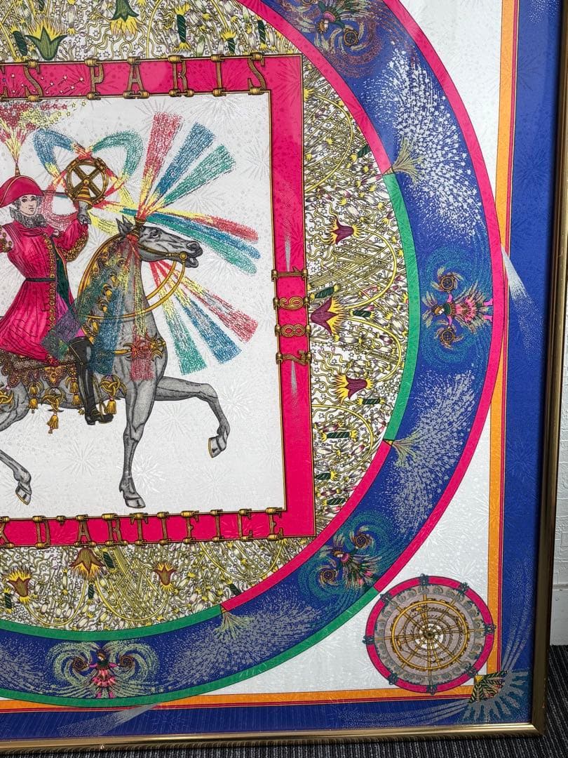 エルメス カレ90 技巧の火 (Feux d'Artifice） 額装 シルク