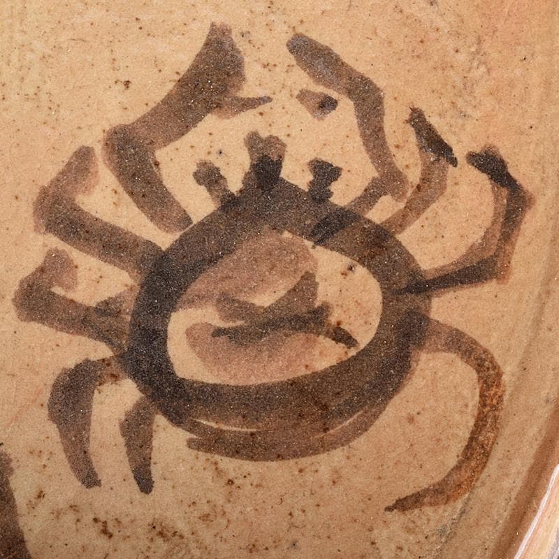 あ 　織部焼　蟹文　平丸皿　共布　黒田陶々庵極め箱　M　R8740B