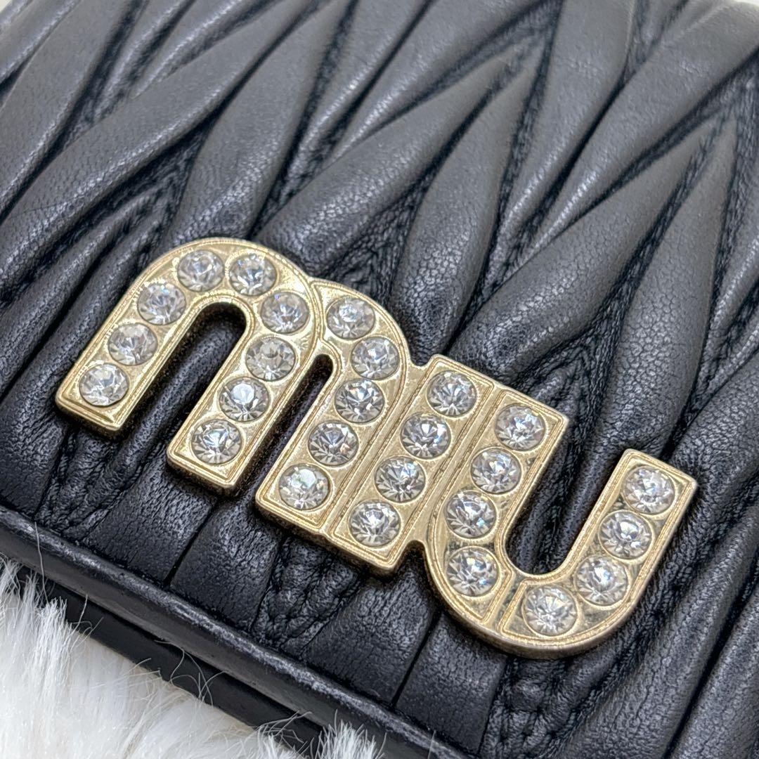 ミュウミュウ♡折り財布 クリスタル ビジュー マテラッセ ブラック