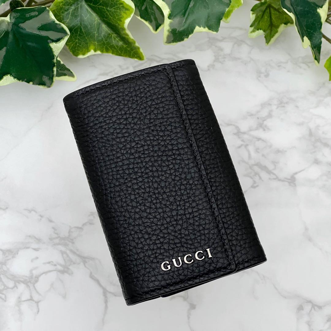 グッチ GUCCI ロゴ キーホルダー キーケース ブラック 鍵 現行品