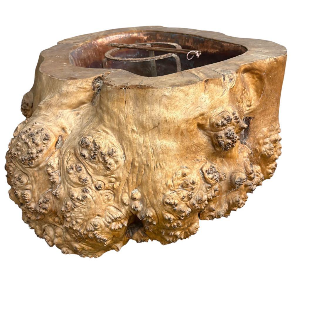 瘤　火鉢　希少　高級　古家具　輪切り　囲炉裏