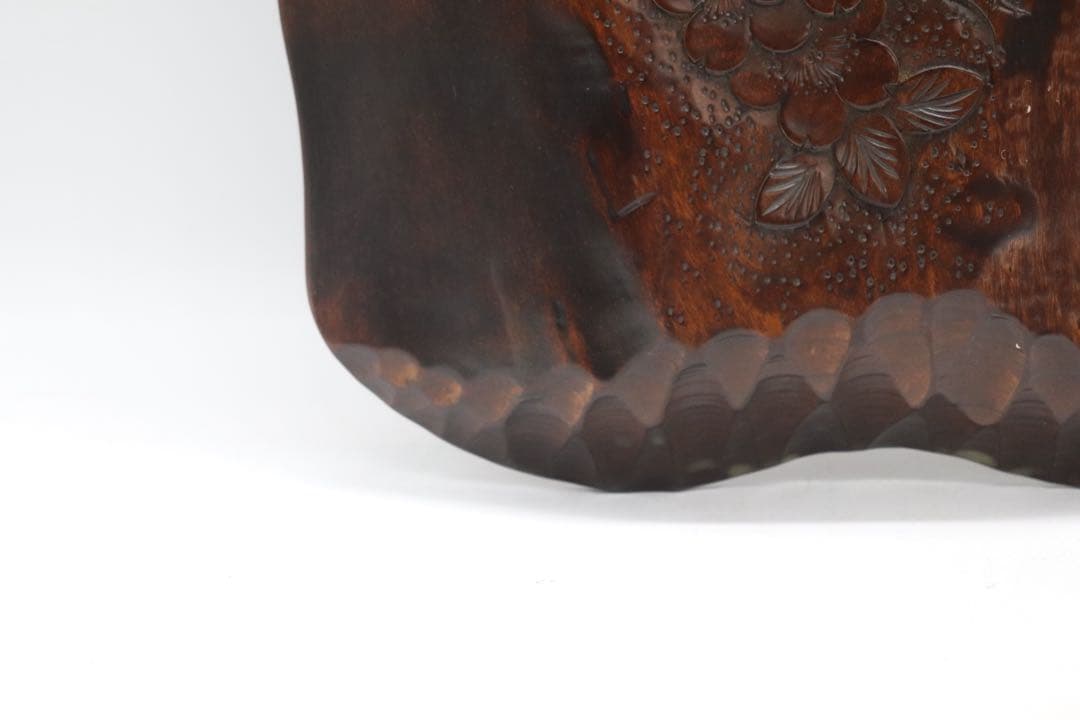 美品　軽井沢彫　桜　木製足付花台　茶道具　伝統工藝　送料込み251013