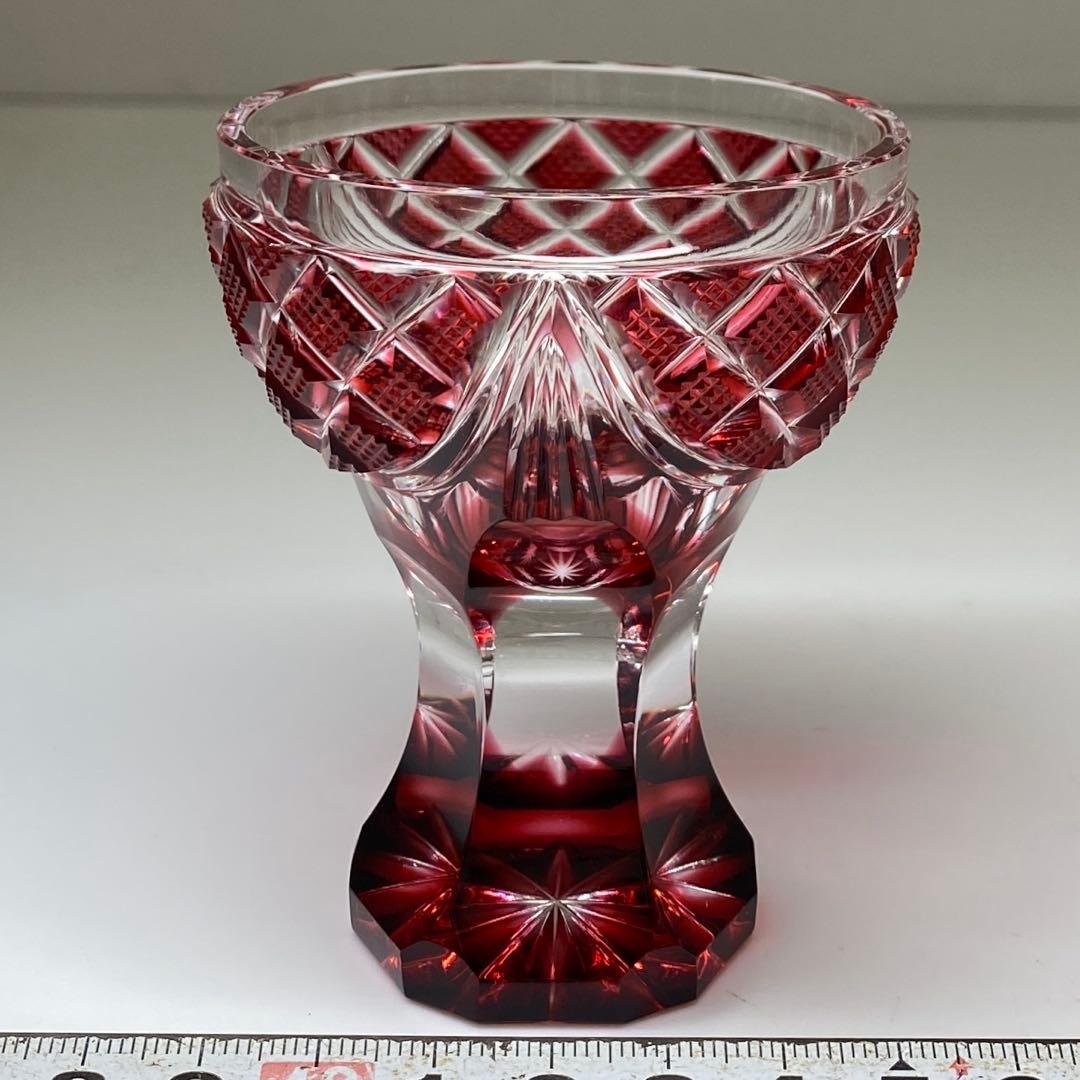 専用島津磯斉 薩摩切子馬上杯 共箱高さ7.8cm東キ7-0902☆1F トカヒサ