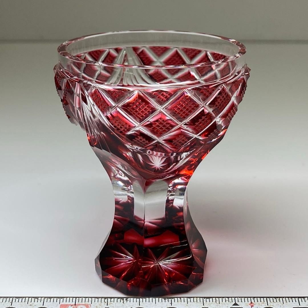 専用島津磯斉 薩摩切子馬上杯 共箱高さ7.8cm東キ7-0902☆1F トカヒサ