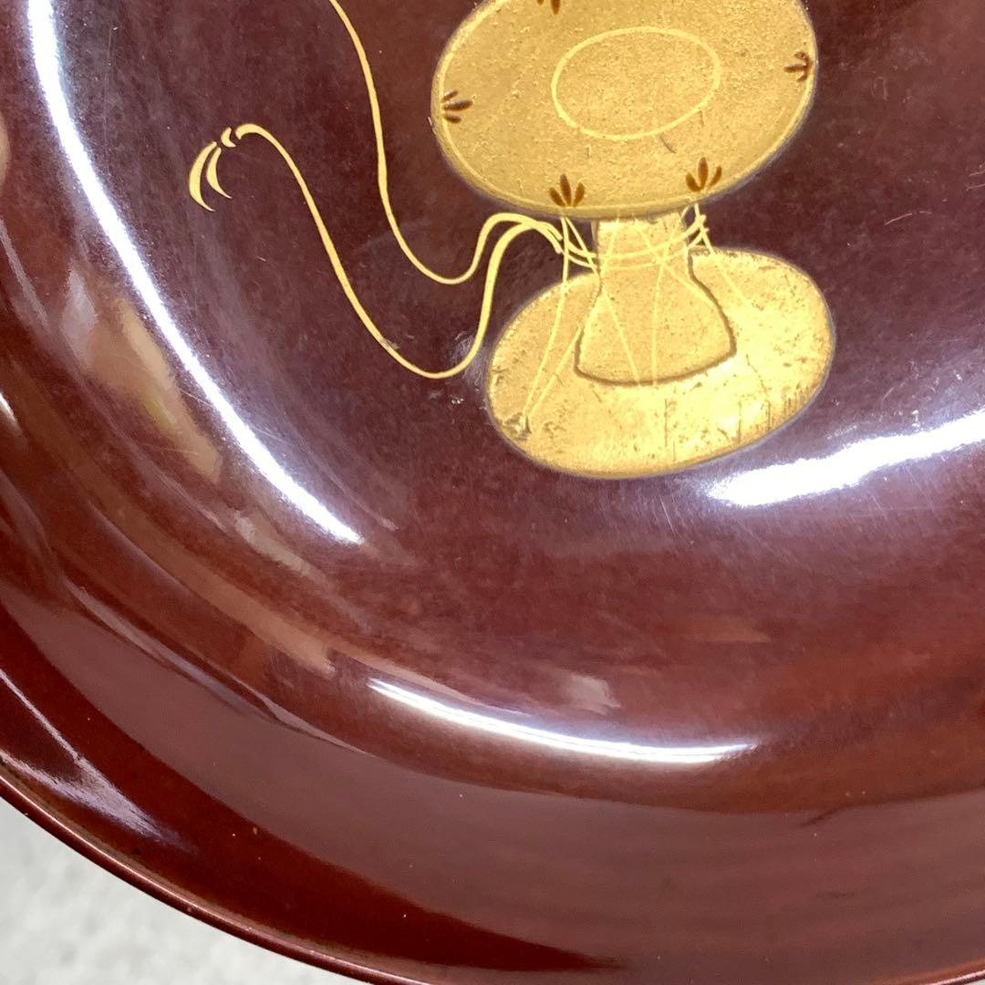 吸物椀 5客 絵変わり 塗り 溜絵 正月 賀正 金彩 汁椀 雑煮 A