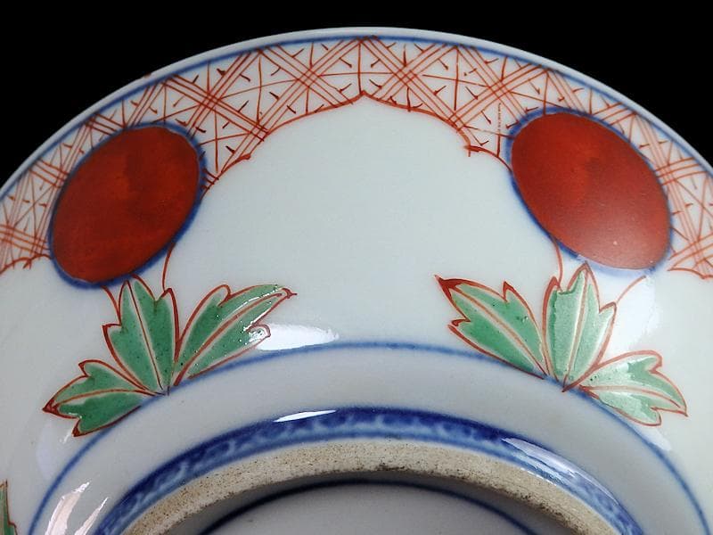 大聖寺伊万里　色絵　鶴に龍　赤玉丸紋の図　春寒鉢　３客　D932AS-fbpw