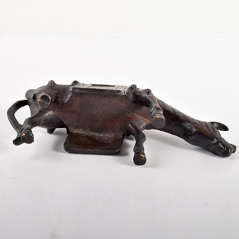 中国　古銅宣徳銅　馬に寿老人　のったり香炉　V　R5033