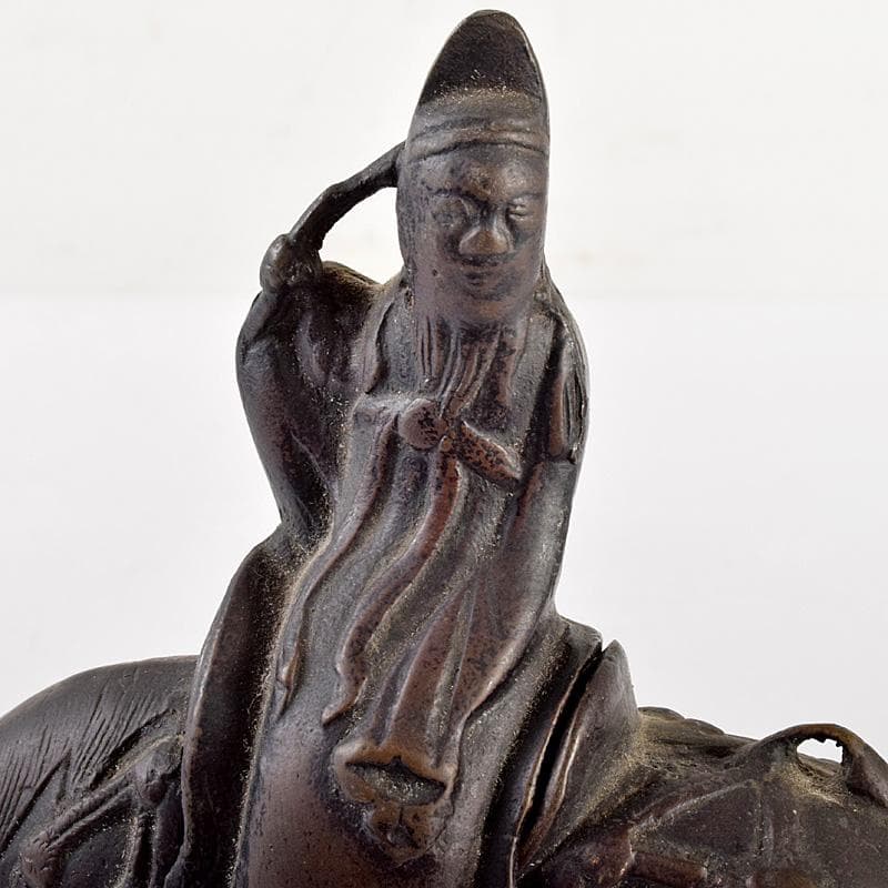 中国　古銅宣徳銅　馬に寿老人　のったり香炉　V　R5033