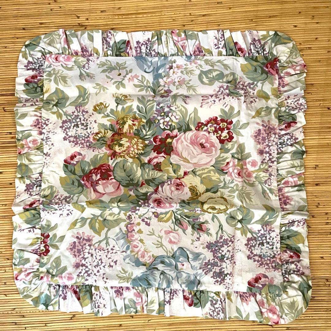 新品未使用✳︎ラルフローレン✳︎花柄✳︎45x45cmフリル付クッションカバー2枚