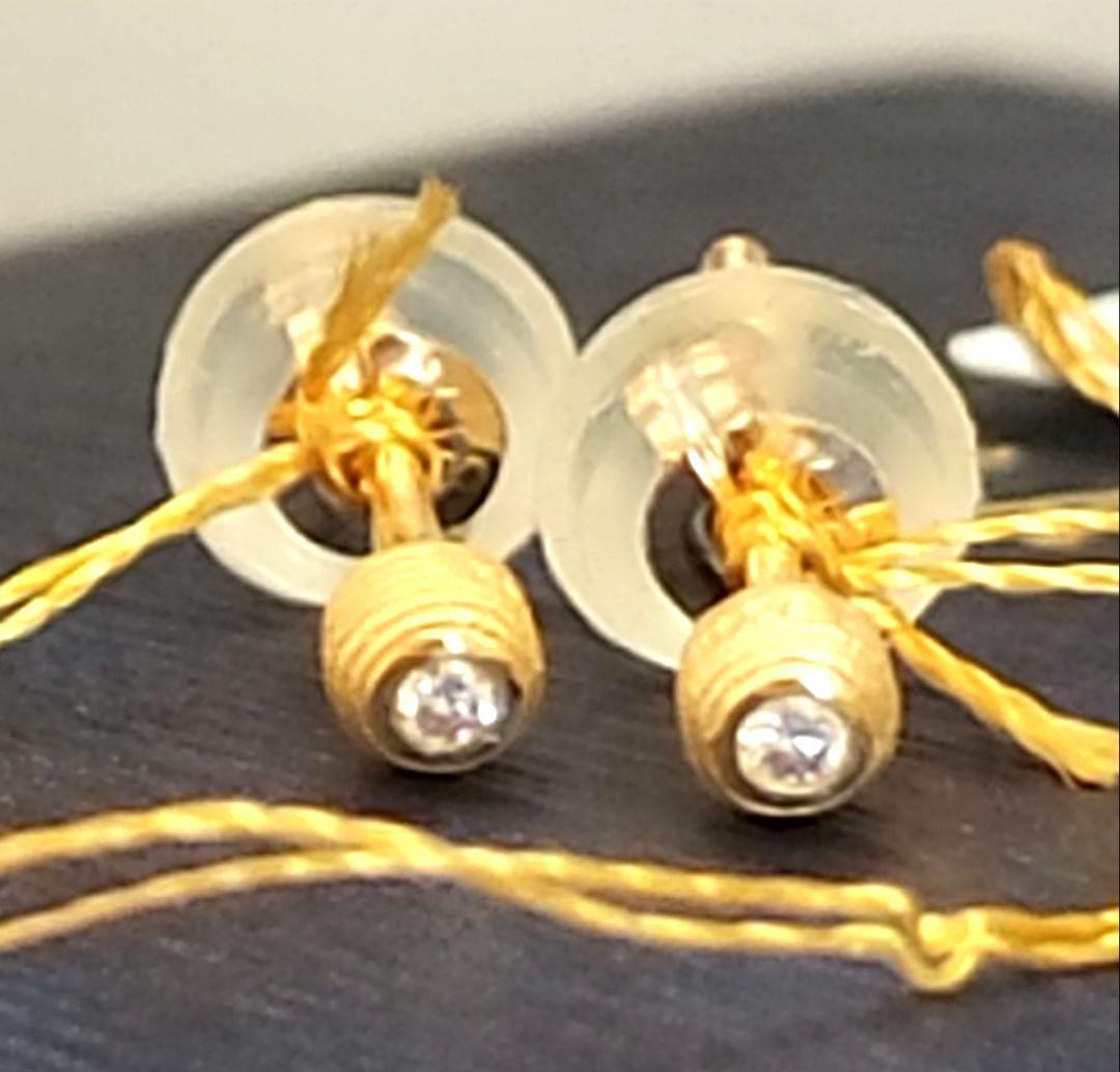 新品☆PRIMA GOLDプリマゴールド純金&ダイヤモンドラウンドモチーフピアス