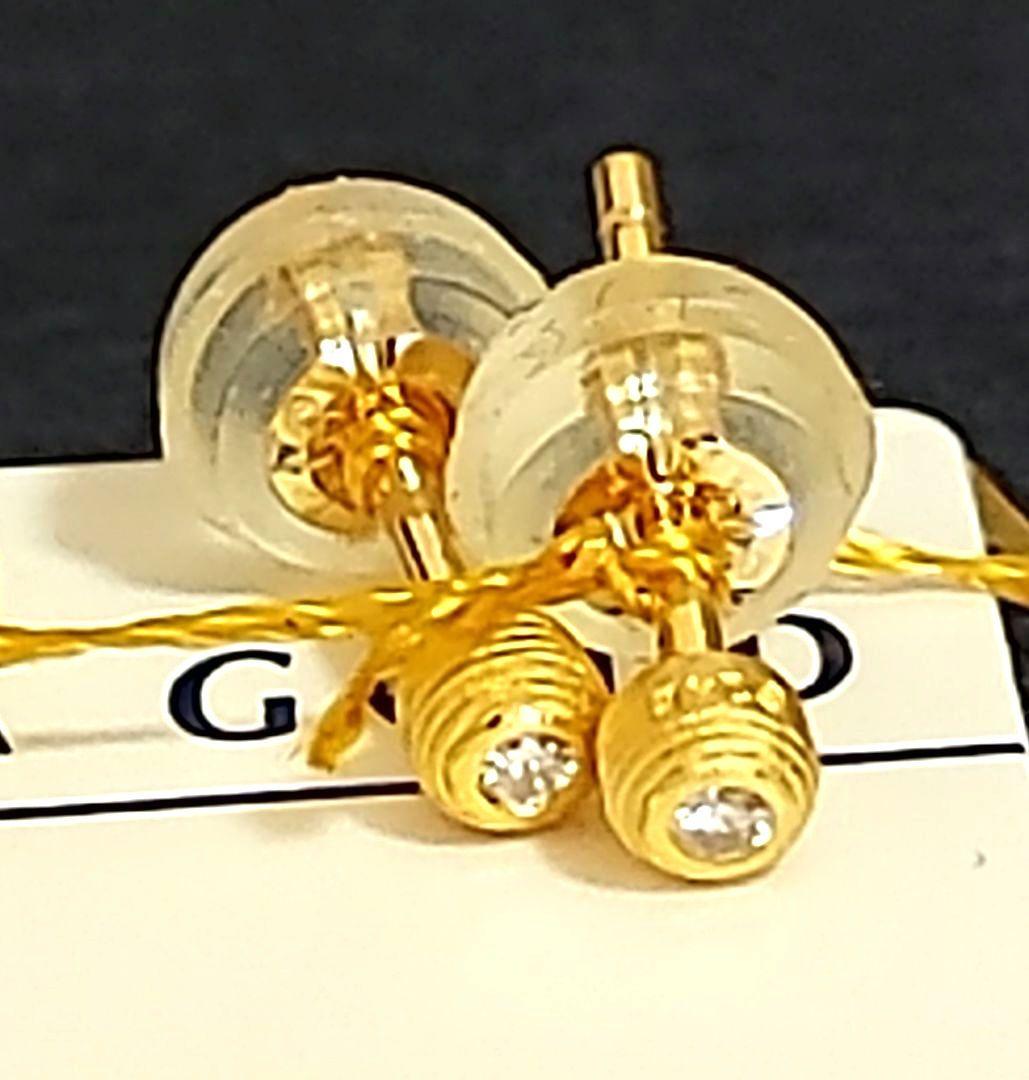 新品☆PRIMA GOLDプリマゴールド純金&ダイヤモンドラウンドモチーフピアス