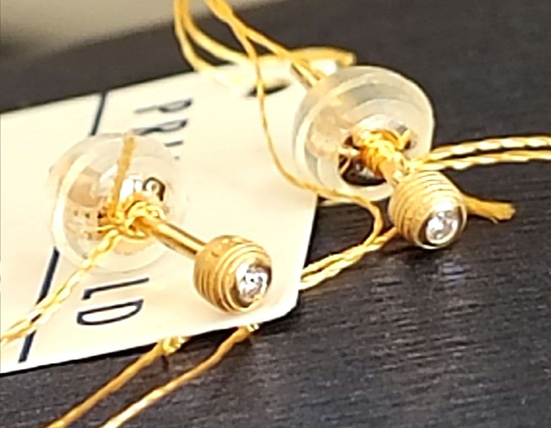 新品☆PRIMA GOLDプリマゴールド純金&ダイヤモンドラウンドモチーフピアス