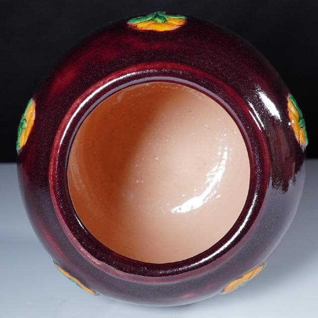 吉向蕃斉(七代松月)　三彩貼花文水指　共箱　茶道具　楽焼　大阪