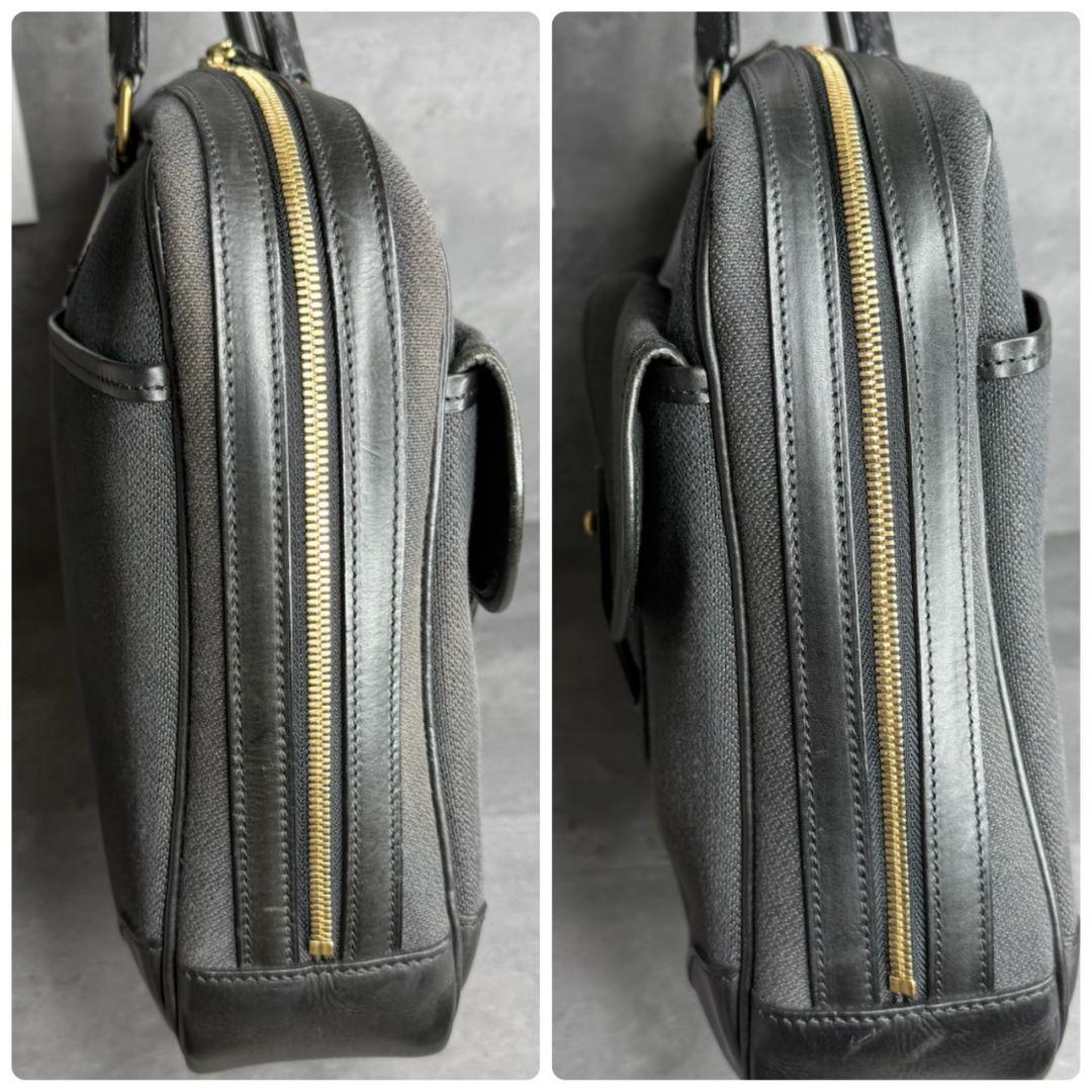 【入手困難】万双 レザー キャンバス コンビ 天ファスナー ブリーフケース