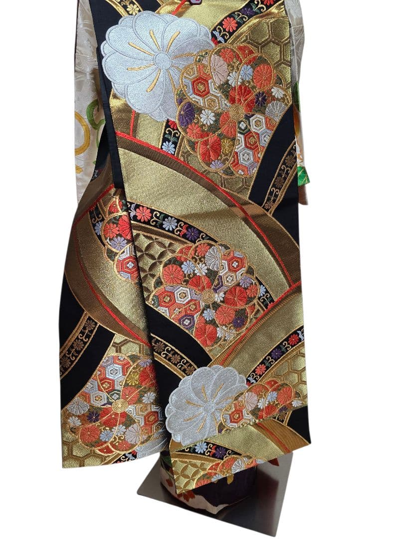 振袖　フルセット　豪華絢爛　刺繍　地文　成人式　結婚式　華やか　オレンジ　紫