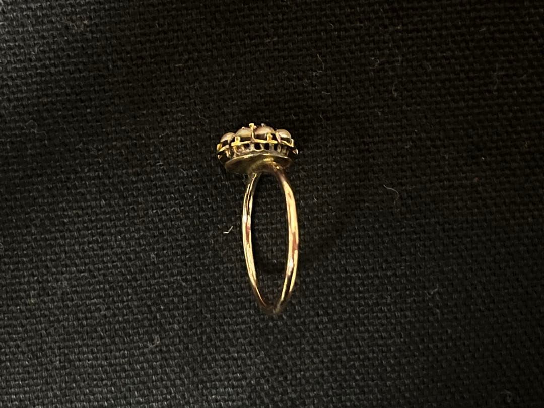 チロルヴィンテージ9Kルビー＆パール英国アンティークリング