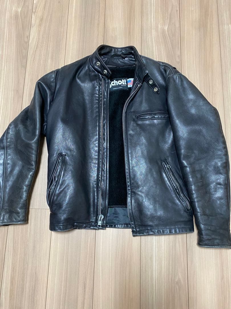 Schott ブラック シングルライダース 36