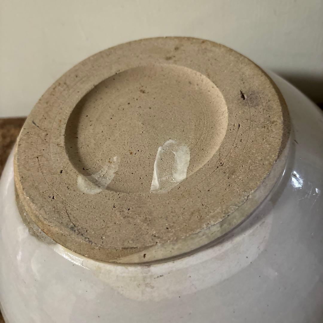 東北民窯　平清水焼　大鉢　白釉　花器　こね鉢　白磁　骨董　アンティーク　李朝