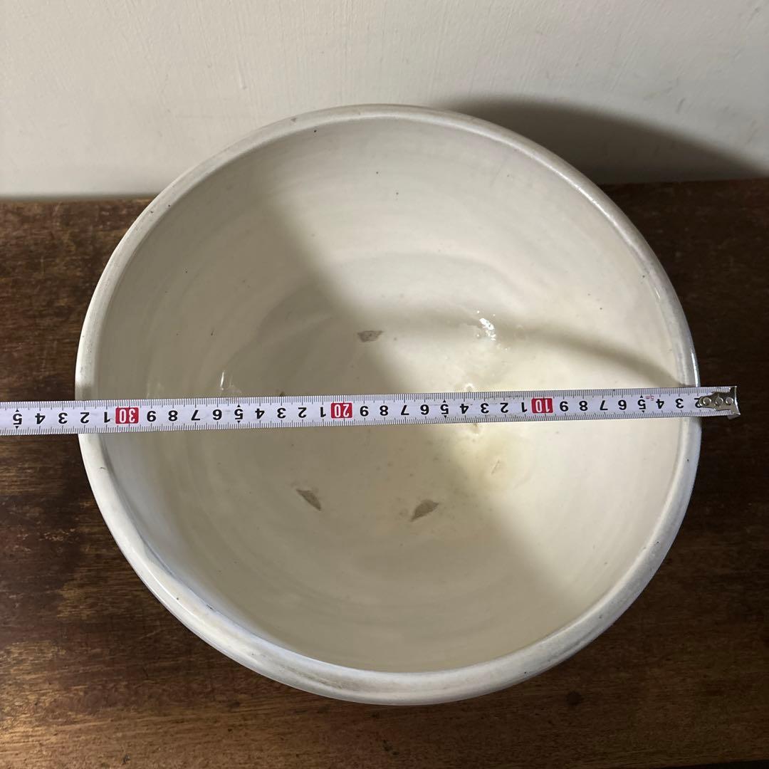 東北民窯　平清水焼　大鉢　白釉　花器　こね鉢　白磁　骨董　アンティーク　李朝