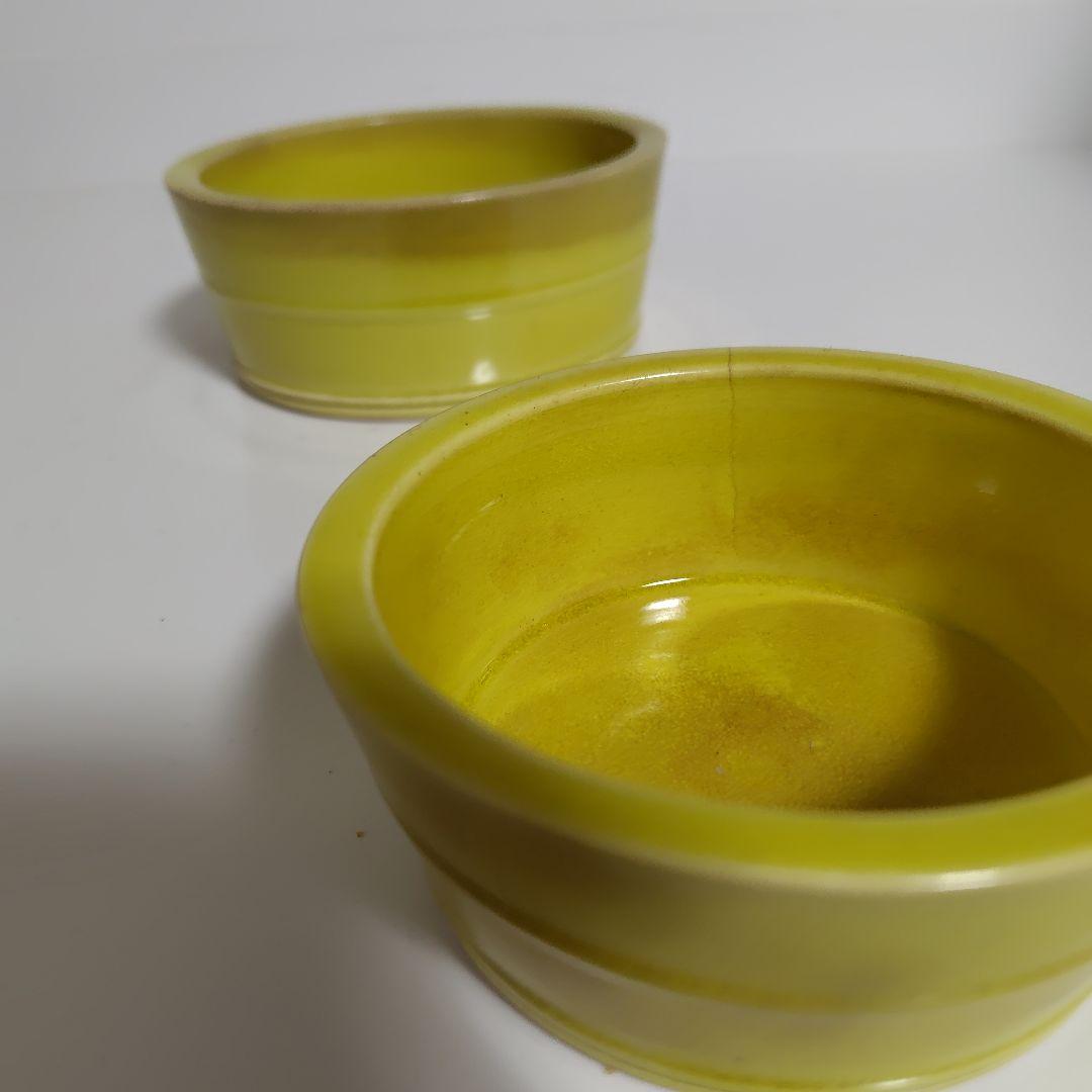 淡路 珉平焼 レモンイエローな入れ子鉢 1組