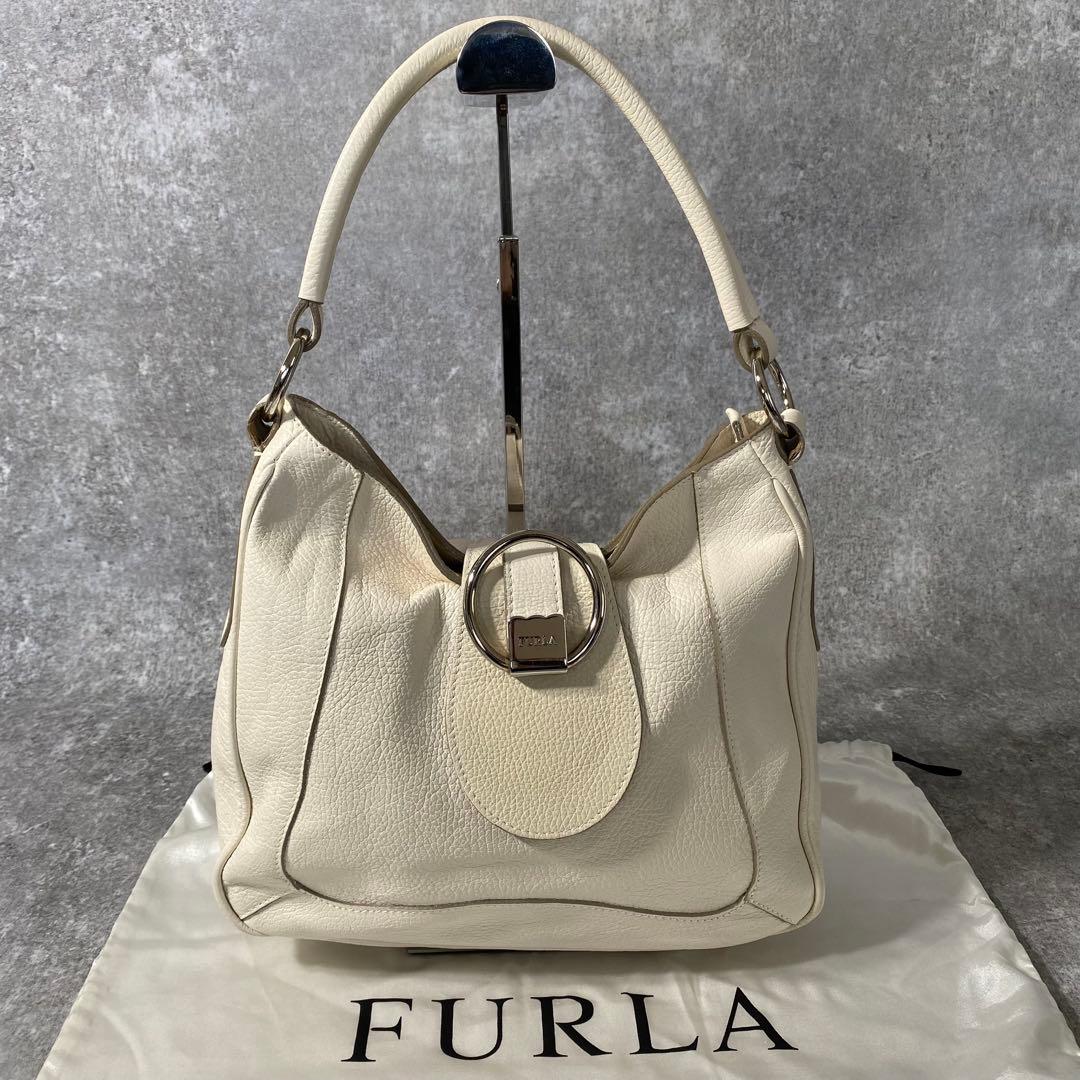 新品　FURLA フルラ　ワンショルダーバッグ　ホーボー　レザー　アイボリー