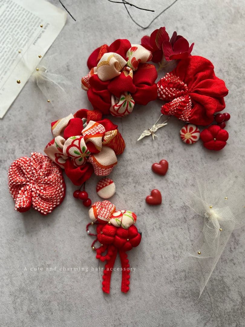 6*様 七五三　七五三髪飾り　ヘッドドレス　着物髪飾り　リメイク髪飾り　056