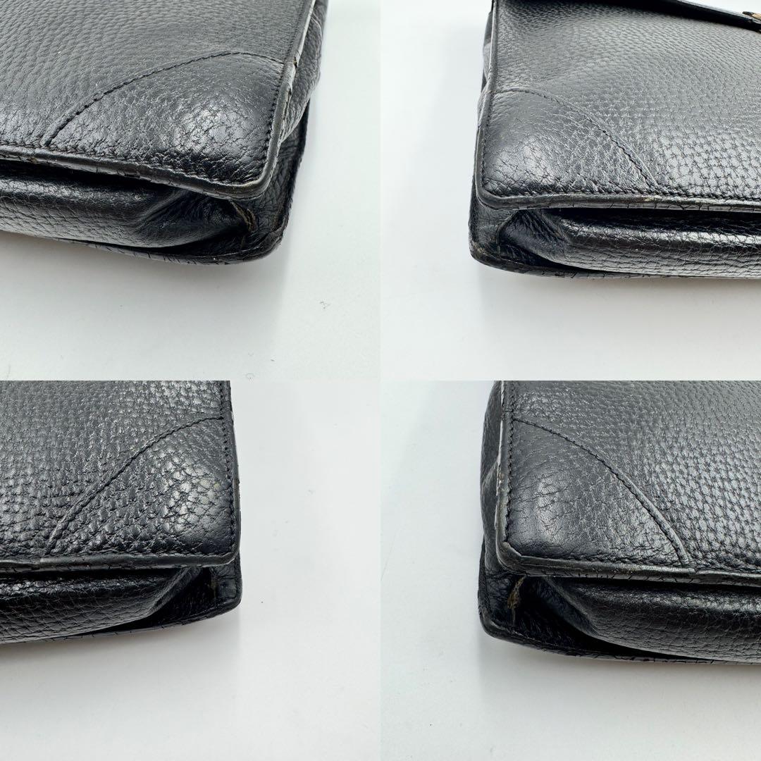 LOEWE ビジネスバッグ　ブラック　オールレザー　アナグラム　A4収納