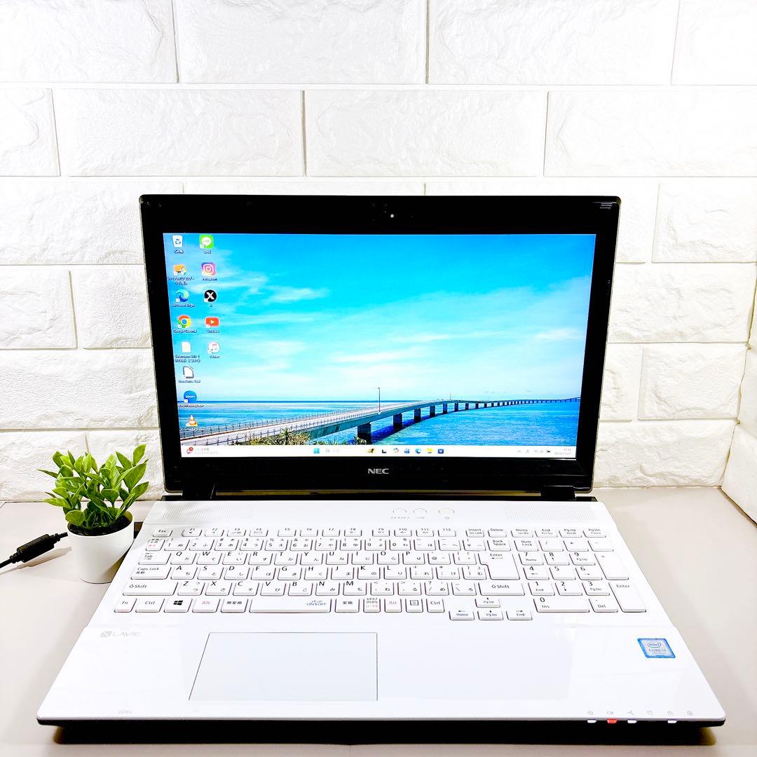 快適SSD✨メモリ8GB フルHD 第7世代 カメラ 白 ノートパソコン NEC