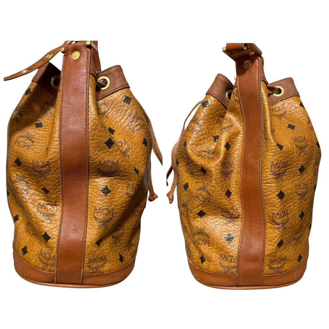 エム・シー・エム　MCM ショルダーバッグ　ヴィセトス柄　巾着　レザー　ブラウン